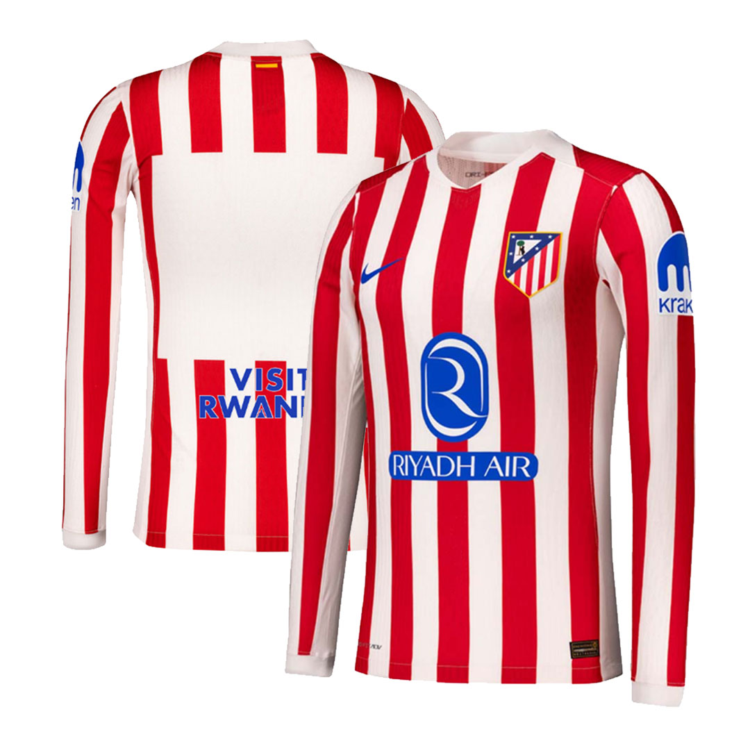 Atlético Madrid 2025-26 Home Long Sleeve Authentic Match Shirt